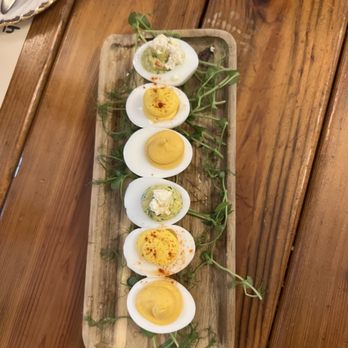 The Wedge signature dishes Deviled EggsFall Stuffed Delicata SquashGoat Cheese Galette